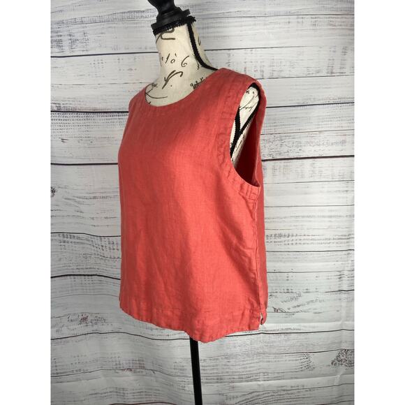 Cut Loose Linen Tank Womens L Flamingo Pink Sleeveless Crew Neck Summer - Picture 5 of 9